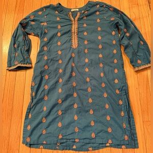 Embroidered Teal Top with Vibrant Accents Indian Asian Inspired
